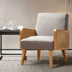 Discount Kirklands Home Upholstered Velvet Accent Chair Gray