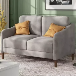 Hot Kirklands Home Velvet Upholstered Modern Loveseat Gray