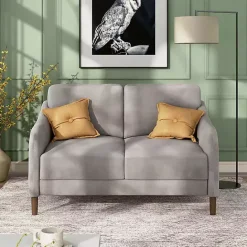 Hot Kirklands Home Velvet Upholstered Modern Loveseat Gray