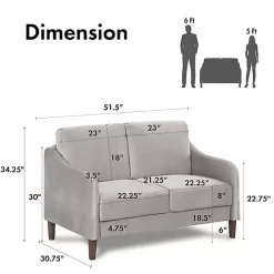 Hot Kirklands Home Velvet Upholstered Modern Loveseat Gray