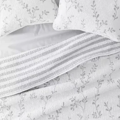 New Kirklands Home Gray Vines Reversible 3-pc. Queen Quilt Set