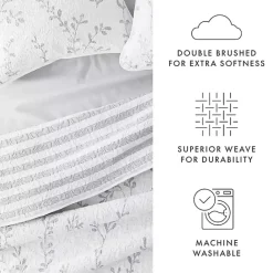 New Kirklands Home Gray Vines Reversible 3-pc. Queen Quilt Set