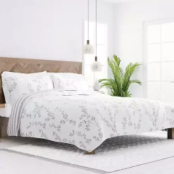 New Kirklands Home Gray Vines Reversible 3-pc. King Quilt Set