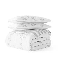 New Kirklands Home Gray Vines Reversible 3-pc. King Quilt Set