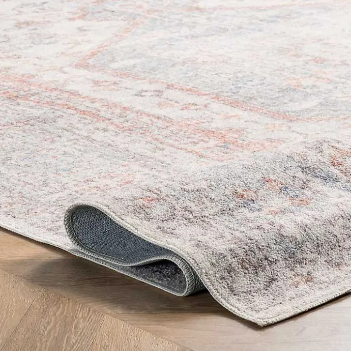 Kirklands Home Vintage Floral Washable Area Rug, 8x10 Gray