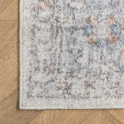 Kirklands Home Vintage Floral Washable Area Rug, 8x10 Gray