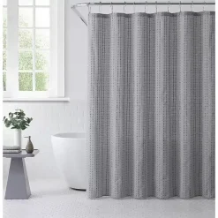 Kirklands Home Waffle Cotton Blend Shower Curtain Gray