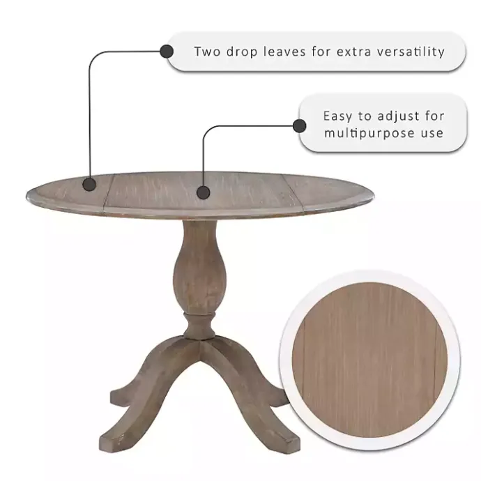 Kirklands Home Gray Wash Drop Leaf Dining Table