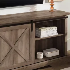 Best Kirklands Home Wash Sliding Barn Door TV Stand Gray