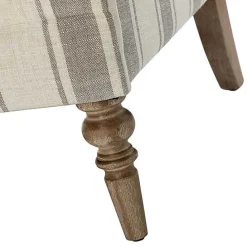 New Kirklands Home Gray White Carved Slope Stripe Accent Chair