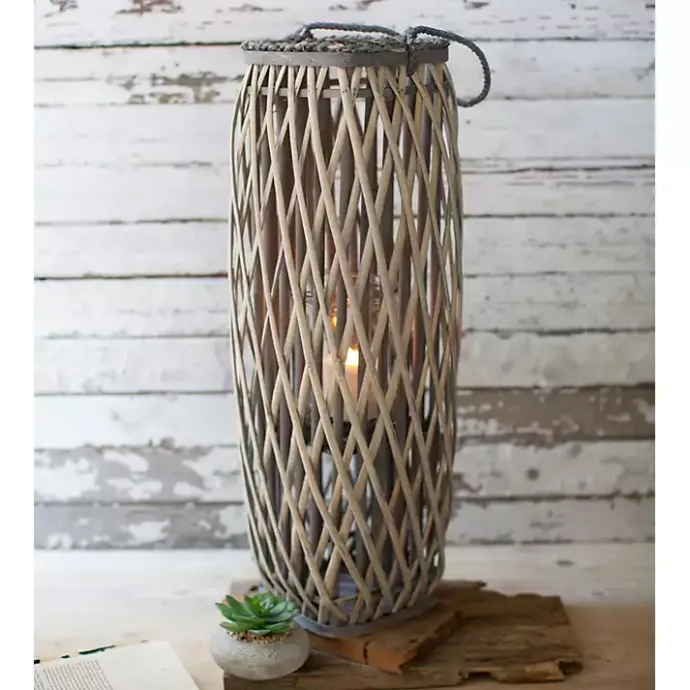 New Kirklands Home Willow Oval Lantern, 28 in. Gray