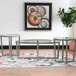 Outlet Kirklands Home Wood & Glass Top 3-pc. Table Set Gray