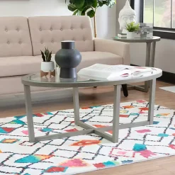 Outlet Kirklands Home Wood & Glass Top 3-pc. Table Set Gray