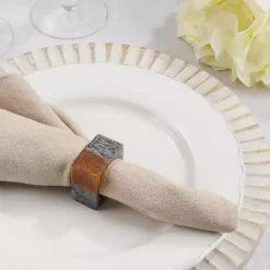 Discount Kirklands Home Gray Wood and Resin Square Napkin Rings, Set of 4