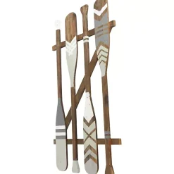 Outlet Kirklands Home Gray Wood Arrow and Striped Paddle Wall Plaque