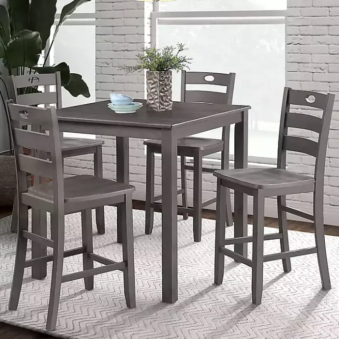 Kirklands Home Wood Brooke 5-pc. Counter Height Set Gray