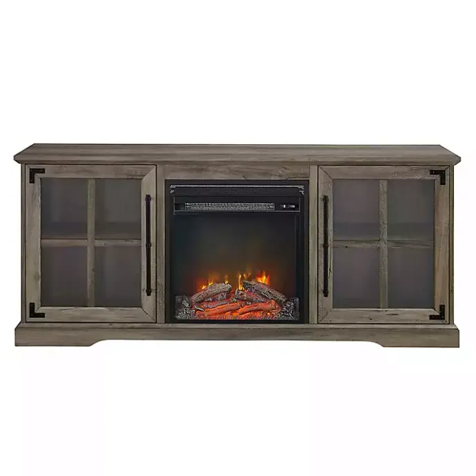 Online Kirklands Home Wood 2-Door LED Fireplace Cabinet Gray