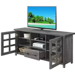 New Kirklands Home Wood 2-Door Windowpane Media Cabinet Gray