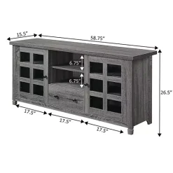 New Kirklands Home Wood 2-Door Windowpane Media Cabinet Gray