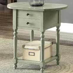 Clearance Kirklands Home Wood 2-Drawer Drop Leaf Side Table Gray