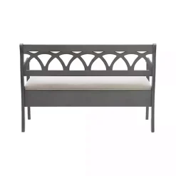 Online Kirklands Home Gray Wood Upholstered Storage Bench