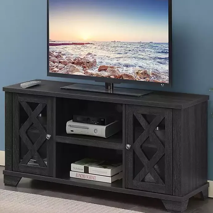 Discount Kirklands Home Wood X Doors Media Cabinet Gray