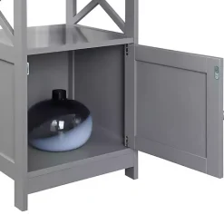 New Kirklands Home Wood X Sides Storage Accent Table Gray