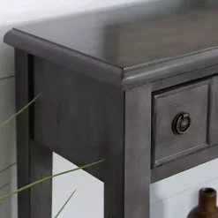 Hot Kirklands Home Wooden Console Table with Double Drawers Gray