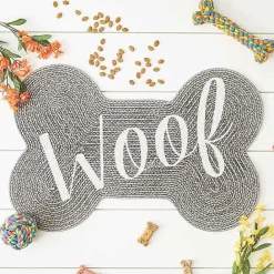 Best Kirklands Home Gray Woof Bone Pet Bowl Mat