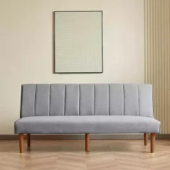 Best Kirklands Home Woven Channel Convertible Sofa Gray