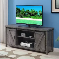 Hot Kirklands Home wash Russ Barn Door Media Cabinet Gray