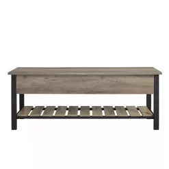 New Kirklands Home washed Lift-Top Storage Bench Gray