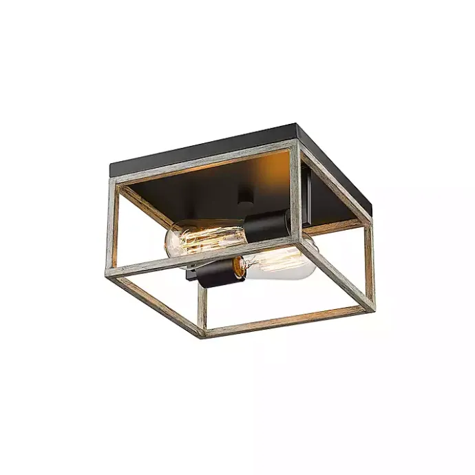 Outlet Kirklands Home Graywashed Square Flush Mount Light
