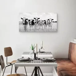 Sale Kirklands Home Grazing Cow Monochrome Canvas Art Print, 35x17 in.