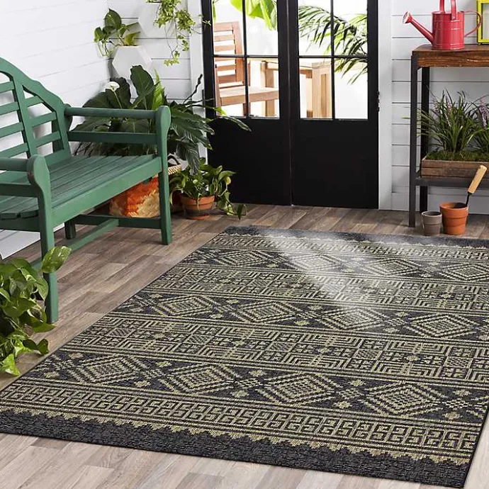 Hot Kirklands Home Greek Key Sun Shower Outdoor Area Rug, 5x8