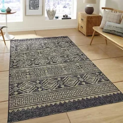 New Kirklands Home Greek Key Sun Shower Outdoor Area Rug, 7x9