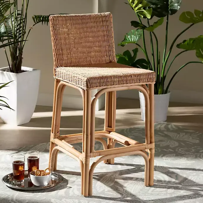 Outlet Kirklands Home Greek Natural Rat Woven Counter Stool Tan