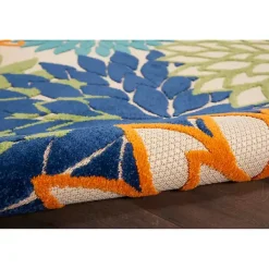Discount Kirklands Home Green and Blue Floral Burst Outdoor Area Rug, 6x9