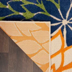 Discount Kirklands Home Green and Blue Floral Burst Outdoor Area Rug, 6x9