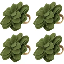 New Kirklands Home Blossom Napkin Rings, Set of 4 Green