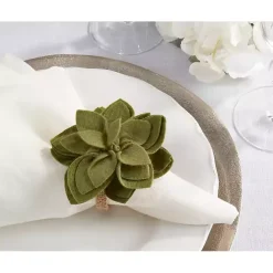 New Kirklands Home Blossom Napkin Rings, Set of 4 Green