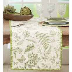 Online Kirklands Home Green Botanical Whipstitch Table Runner