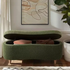 Discount Kirklands Home Boucle Flip-Top Storage Bench Green