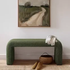 New Kirklands Home Boucle Waterfall Bench Green
