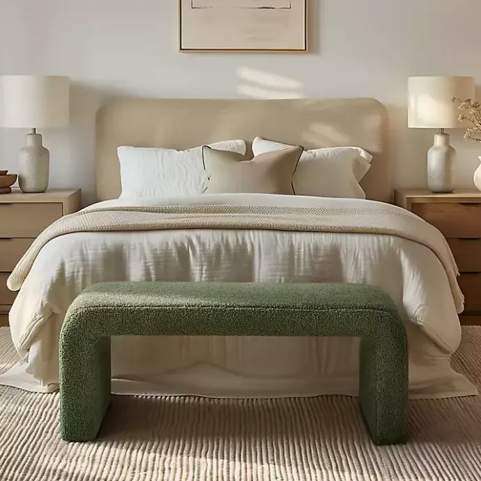 New Kirklands Home Boucle Waterfall Bench Green