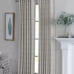 Discount Kirklands Home Green Checkered Single Curtain Panel, 84 in.