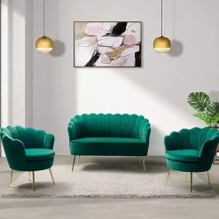Outlet Kirklands Home Donata Velvet Tufted Loveseat Green