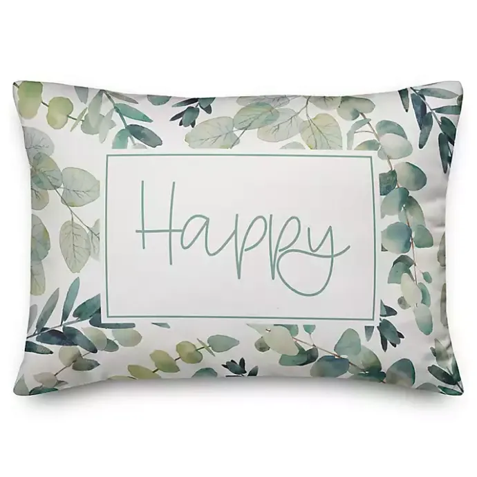New Kirklands Home Eucalyptus Happy Outdoor Pillow Green