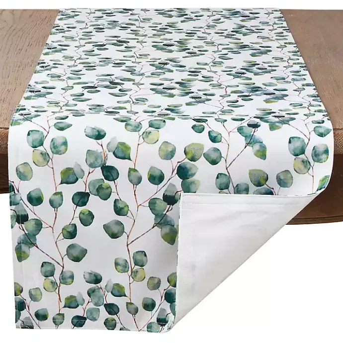 Clearance Kirklands Home Eucalyptus Leaf Long Polyester Runner Green