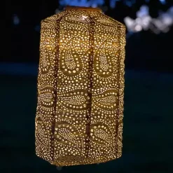 Kirklands Home Fan Cylinder Hanging LED Outdoor Lantern Green